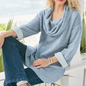 Soft Surroundings Linen Blend Beige Taylen Tunic  Large